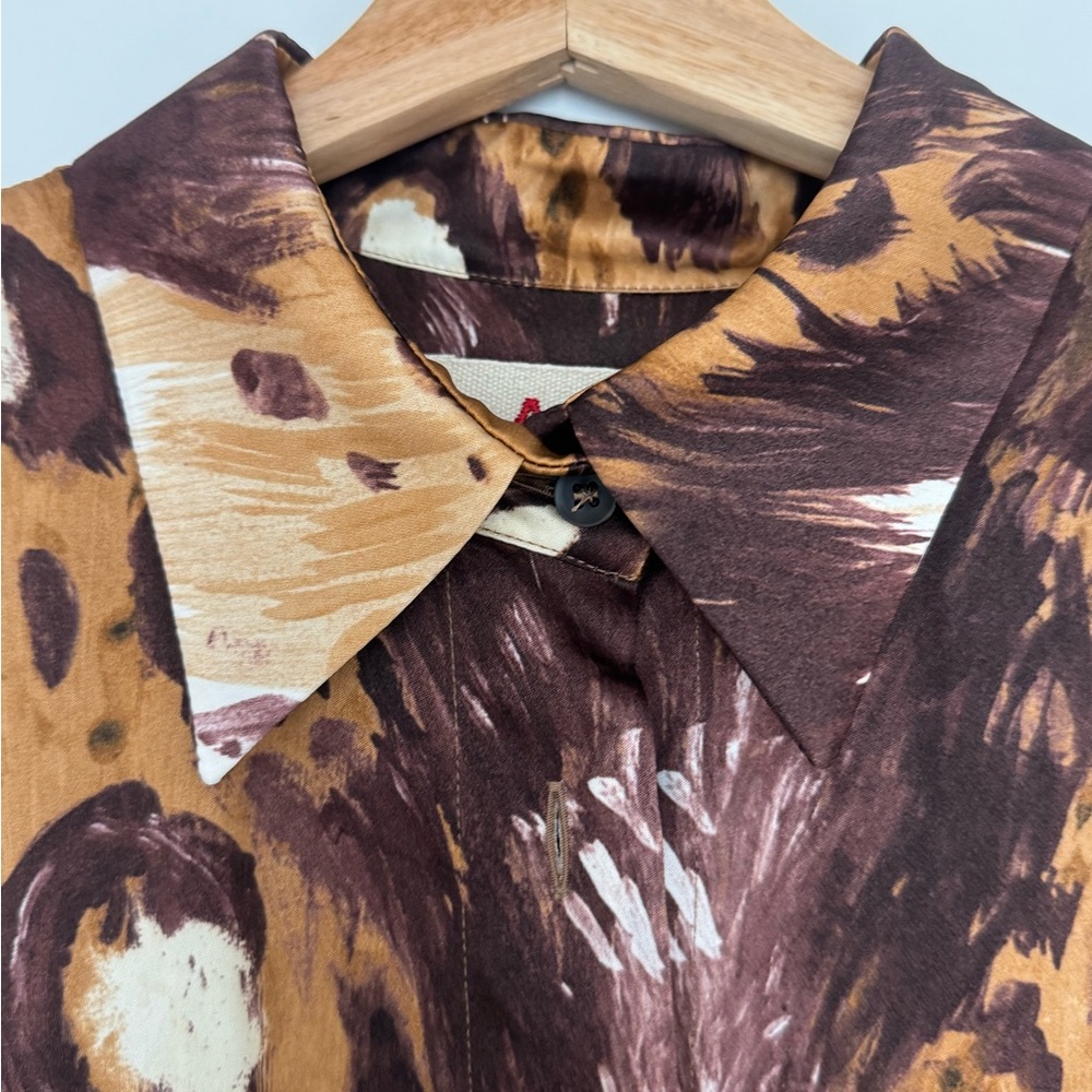 Marni Brown and Purple Abstract Silk Button-Up - Picture 9 of 12